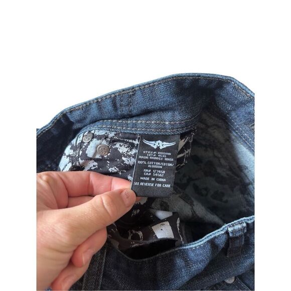 Affliction Jeans Mens 28x30 Blue Ace Slim Straight Button Fly Wrinkle Rinse Wash - Picture 4 of 9